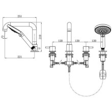 Смеситель на борт ванны Caprigo Don 53-410-CRM