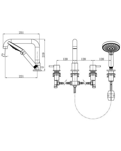 Смеситель на борт ванны Caprigo Don 53-410-BRG