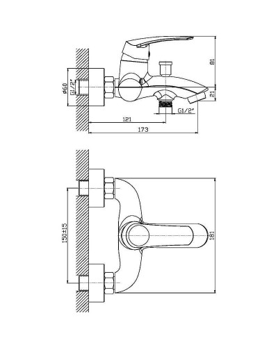 Смеситель для ванны Orange Alfi M18-100cr Хром