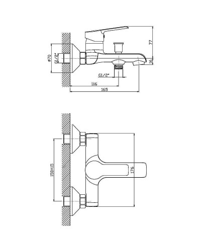 Смеситель для ванны Orange Prim M42-100cr Хром