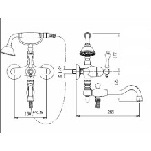 Смеситель для ванны с ручным душем CEZARES GIUBILEO-VDFM2-01