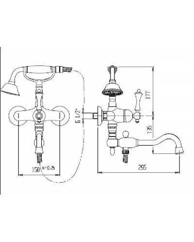 Смеситель для ванны с ручным душем CEZARES GIUBILEO-VDFM2-01