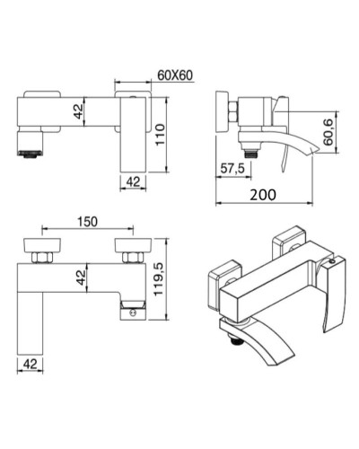 Смеситель для ванны Grocenberg GB8007WC