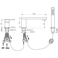 Смеситель на борт ванны Grocenberg GB6008CR