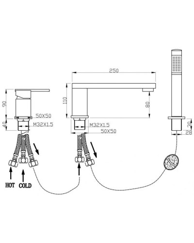Смеситель на борт ванны Grocenberg GB6008BL