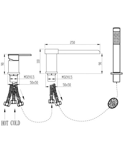 Смеситель на борт ванны Grocenberg GB6008-2CR