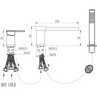 Смеситель на борт ванны Grocenberg GB6008-2BL