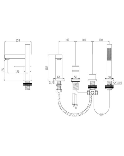 Смеситель на борт ванны Grocenberg GB6008-1CR