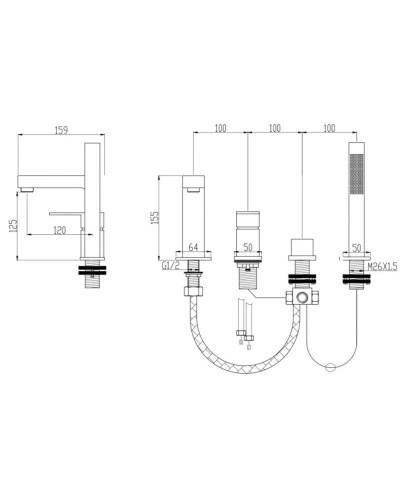 Смеситель на борт ванны Grocenberg GB6008-1BL