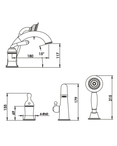 Смеситель на борт ванны Rose R0212E