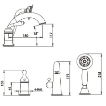 Смеситель на борт ванны Rose R0212H