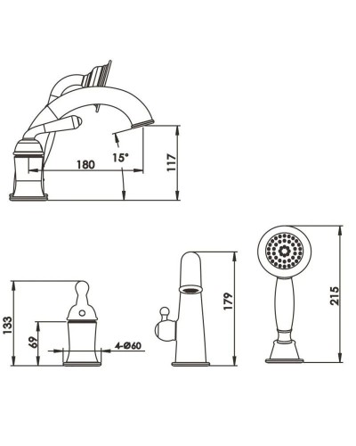 Смеситель на борт ванны Rose R0212H