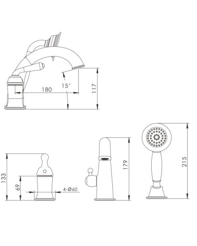 Смеситель на борт ванны Rose R0212Q