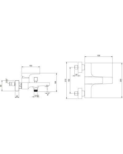 Смеситель для ванны Villeroy & Boch Architectura Square TVT12500100064