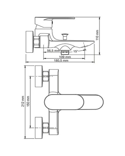 Смеситель для ванны WasserKRAFT Elbе 7401 Черный матовый Хром