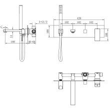Смеситель для ванны Boheme Qubic 474-2-MW