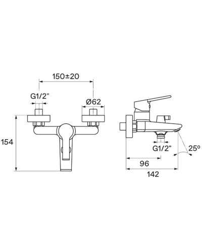 Смеситель для ванны Santek Найра WH5A10001C001