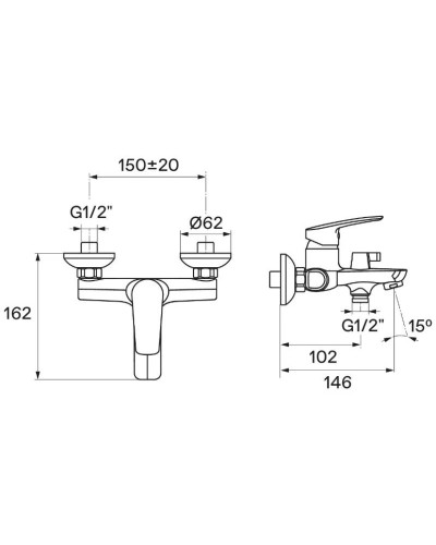 Смеситель для ванны Santek Марион WH5A10006C001