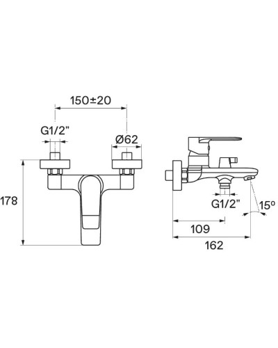 Смеситель для ванны Santek Арма WH5A10007C001