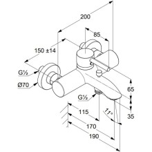 Смеситель для ванны Kludi Bozz 386915376