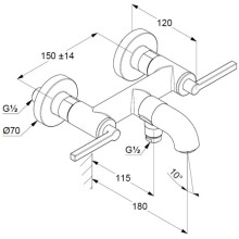 Смеситель для ванны Kludi Nova Fonte Puristic 205405315