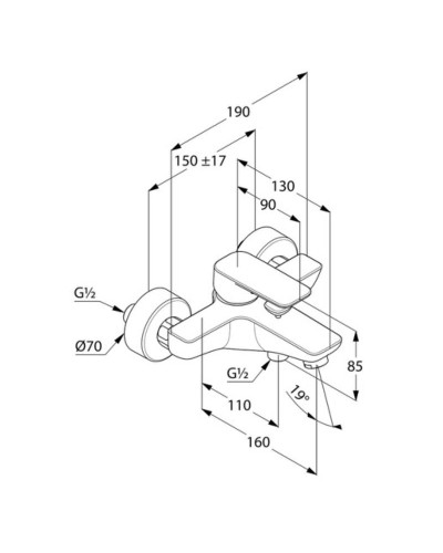 Смеситель для ванны Kludi Pure Style 406810575 Хром