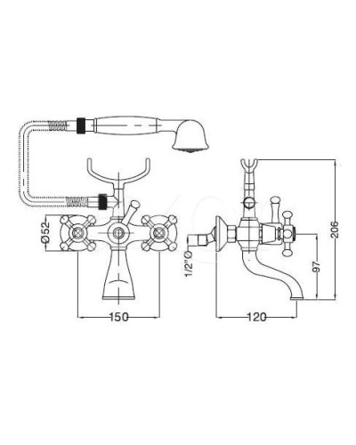 Смеситель для ванны Migliore Lady BN.LAD-902 CRDO
