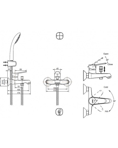 Смеситель для ванны Bravat Eco F6111147C-B Хром