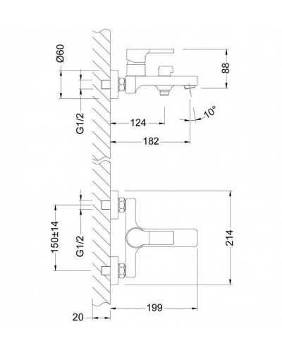 Смеситель для ванны Lemark Aura LM0614C Хром