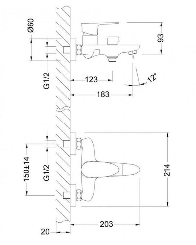 Смеситель для ванны Lemark Nero LM0214C Хром