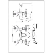 Смеситель для ванны с ручным душем CEZARES RETRO-C-VD1-03