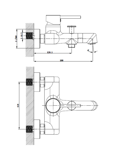 Смеситель для ванны AltroBagno Metropoli 0219 OrSp