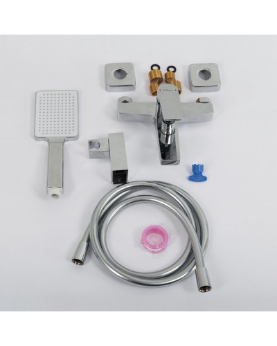 Смеситель для ванны и душа в комплекте с ручным душем, шлангом и держателем BelBagno ARDENTE-VASM-CRM