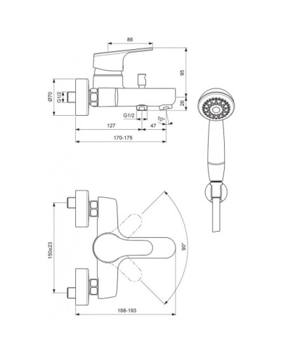 Смеситель для ванны с душем Vidima Флоу BA223AA