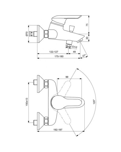 Смеситель для ванны с душем Vidima Сева II BA049AA
