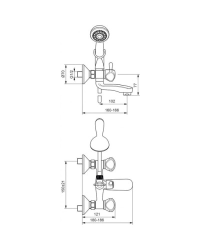 Смеситель для ванны с душем Vidima Дельта BA148AA