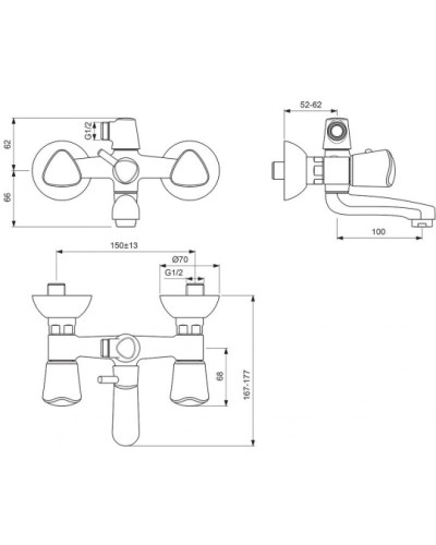 Смеситель для ванны Vidima Сева Трио BA107AA