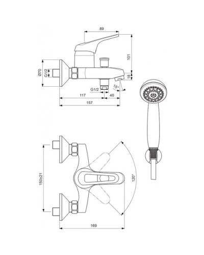 Смеситель для ванны с душем Vidima Сева М BA022AA