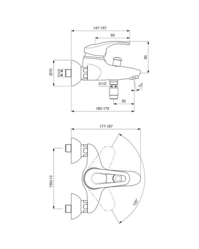Смеситель для ванны с душем Vidima Сева Микс BA057AA