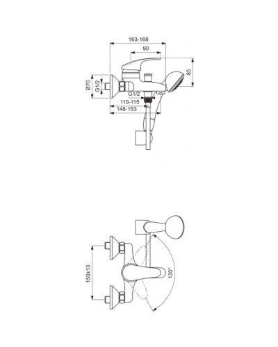 Смеситель для ванны с душем Vidima Тарнер BA039AA