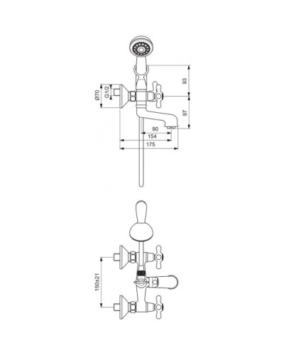 Смеситель для ванны с душем Vidima Ретро BA128AA