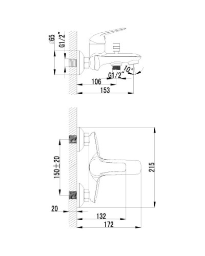 Смеситель для ванны Lemark Plus Advance LM1202C
