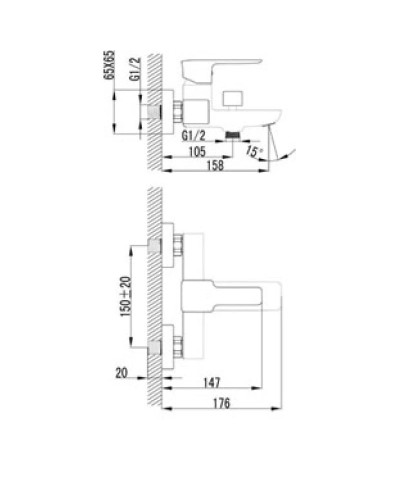 Смеситель для ванны с коротким изливом Lemark Basis LM3602C