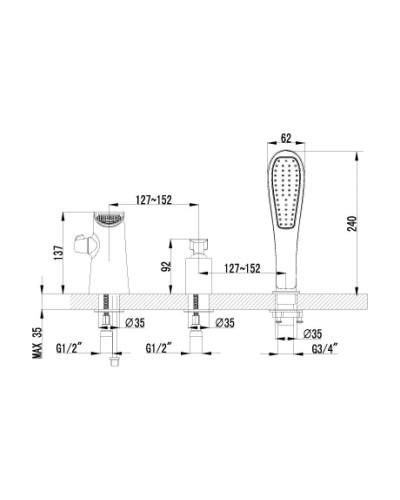Смеситель для ванны Lemark Melange LM4945CW