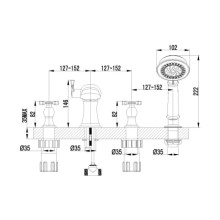 Смеситель для ванны на 4 отверстия на борт ванны Lemark Benefit LM2541C