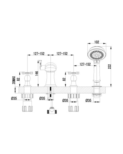 Смеситель для ванны на 4 отверстия на борт ванны Lemark Benefit LM2541C