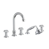 Смеситель на борт ванны с выдвижным душем и переключателем хром, ручки металл Cezares Olimp OLIMP-BVD-01-O