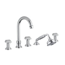 Смеситель на борт ванны с выдвижным душем и переключателем хром, ручки металл Cezares Olimp OLIMP-BVD-01-O