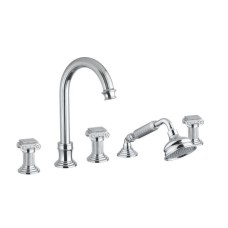 Смеситель на борт ванны с выдвижным душем и переключателем хром, ручки металл Cezares Olimp OLIMP-BVD-01-O