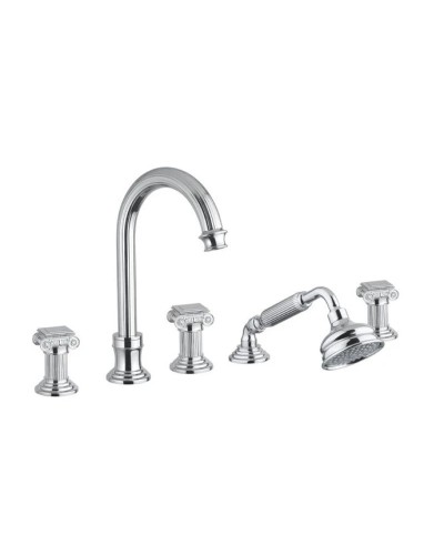 Смеситель на борт ванны с выдвижным душем и переключателем хром, ручки металл Cezares Olimp OLIMP-BVD-01-O